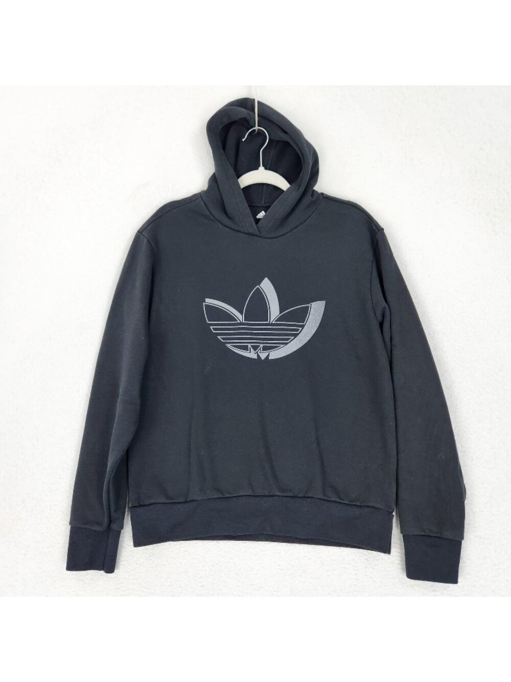 Adidas Sweater Mens Medium Washed Black Trefoil Hoodie Pullover Sweatshirt